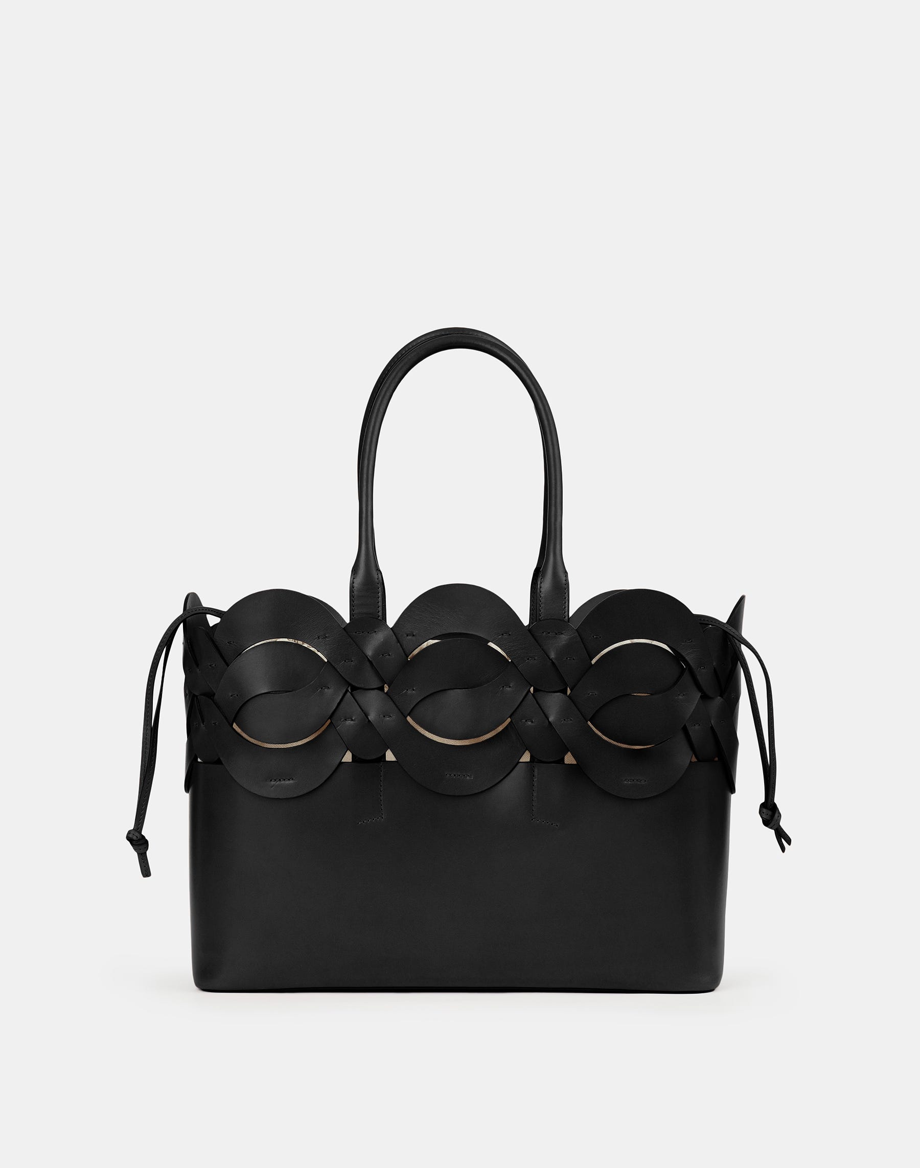 Lafayette 148 Vachetta Leather 8 Knot Toteâlarge In Black