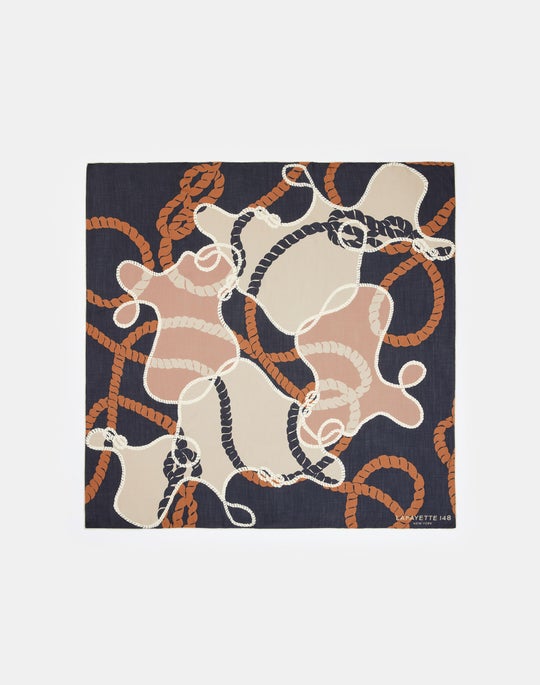 8 Knot Rope Print Wool-Silk Scarf