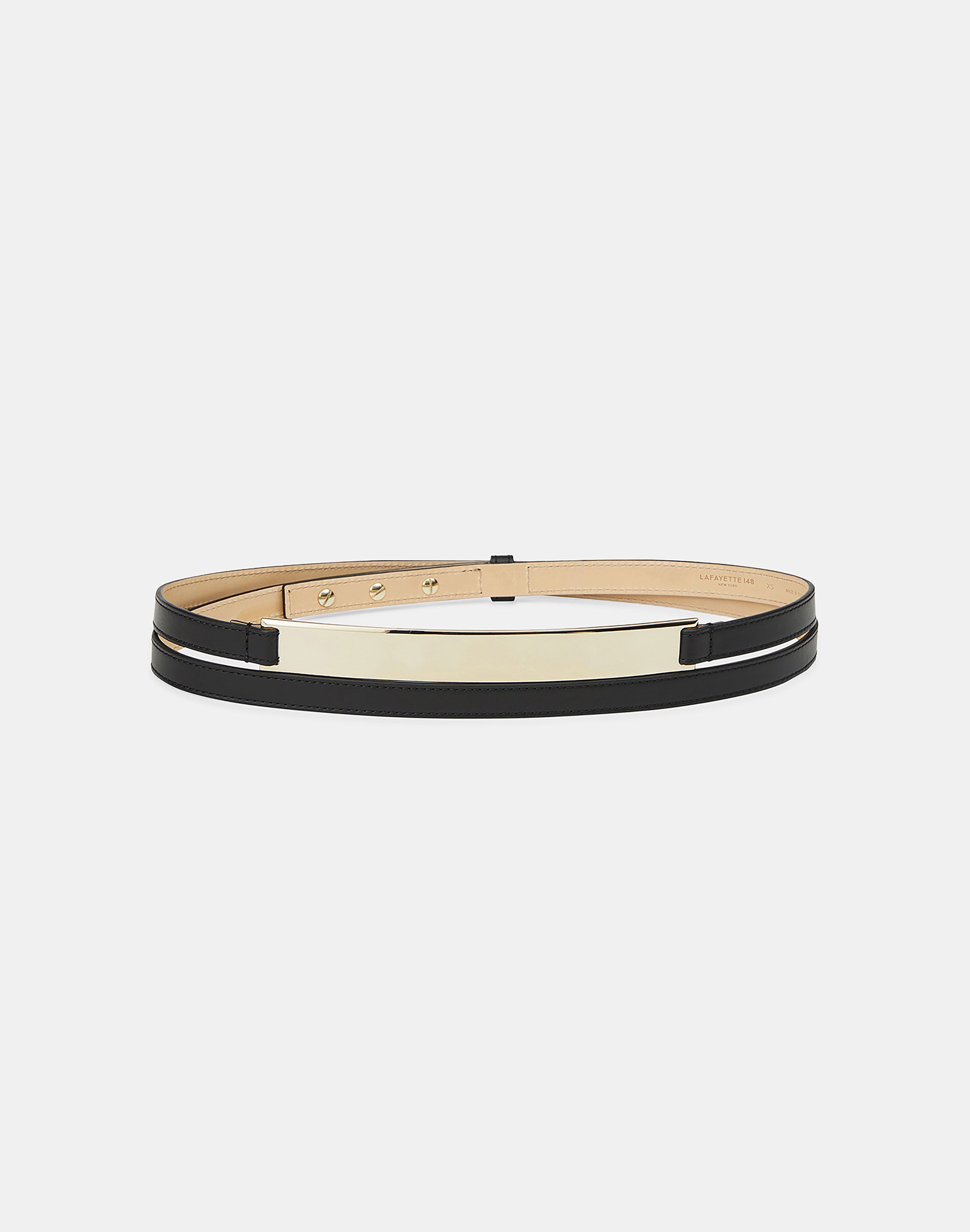 Lafayette 148 Vachetta Leather Metal Plate Double Wrap Belt In White ...