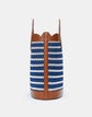 Stripe Raffia & Vachetta Leather Basket Bag—Large