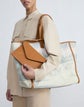 Postcards Print Canvas & Grained Calfskin Leather L Tote