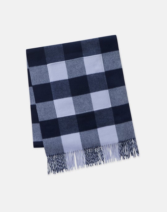 Gingham Wool-Cashmere Double Face Reversible Pocket Shawl