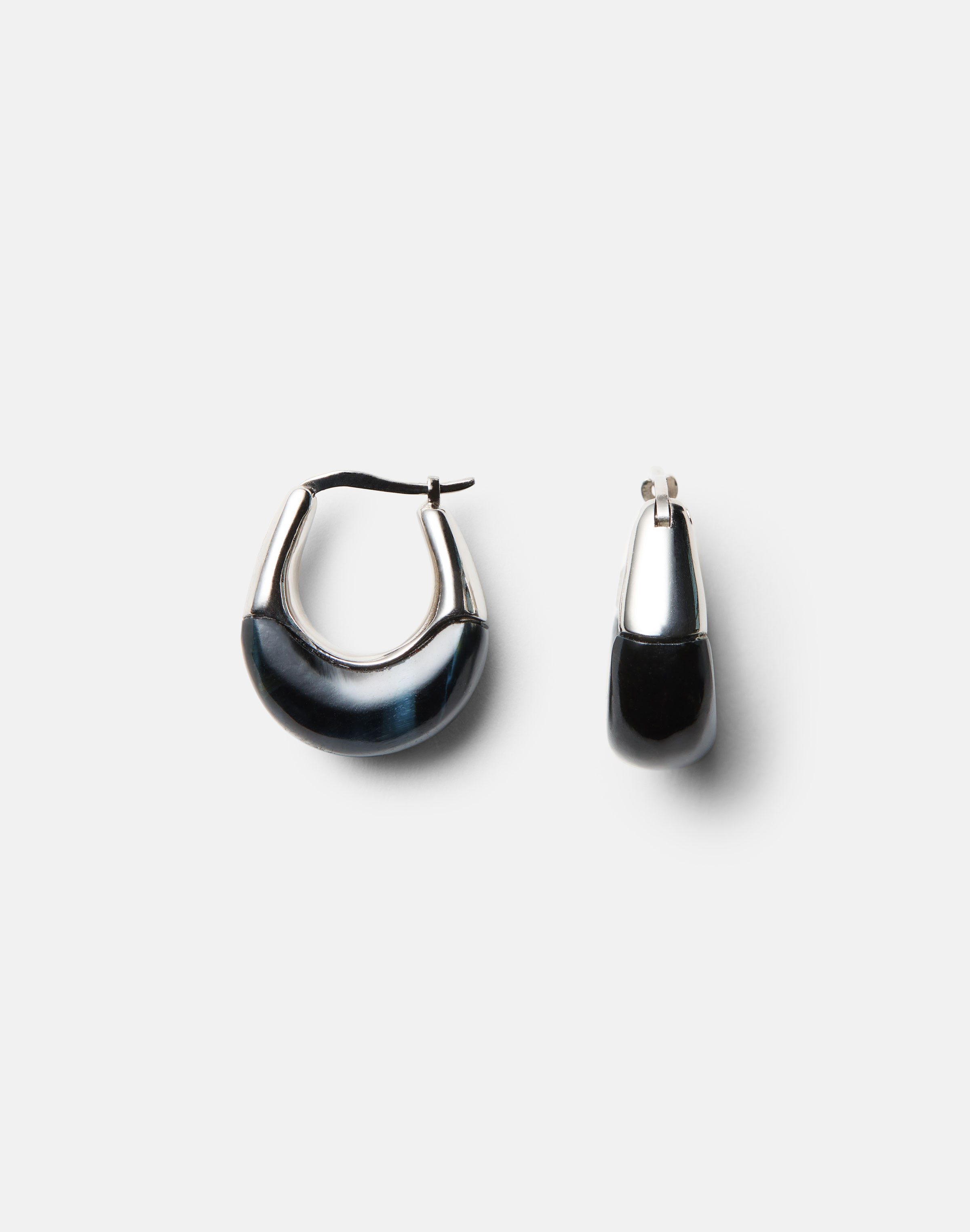 Modernist Semi-Precious Stone Hoop Earring