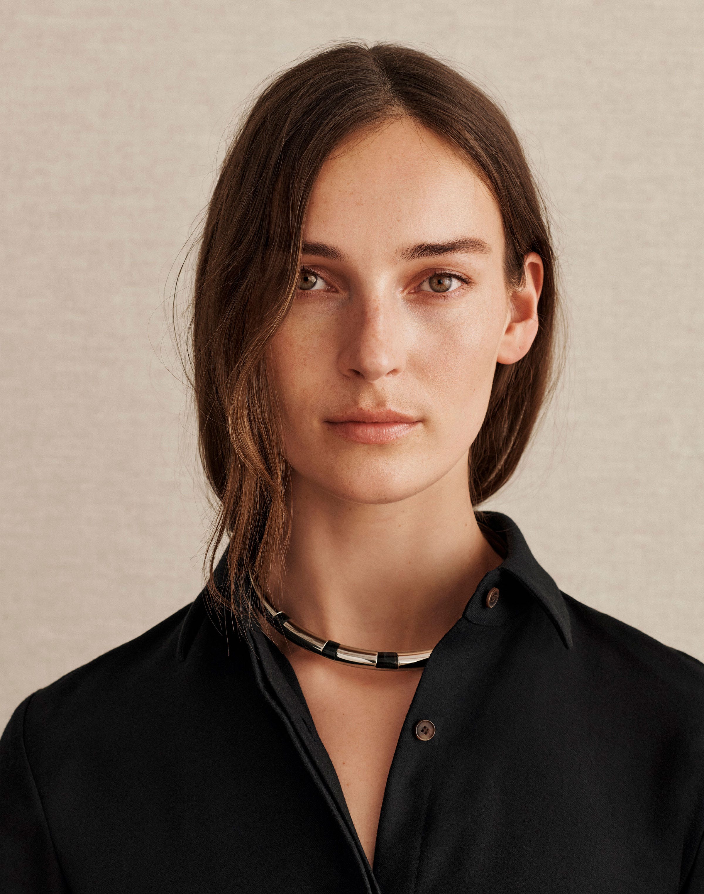 Modernist Semi-Precious Stone Collar Necklace
