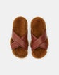 Soft Calfskin Leather & Orylag Crisscross Slide
