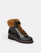 Brushed Leather & Shearling Lace-Up Lug Sole Boot