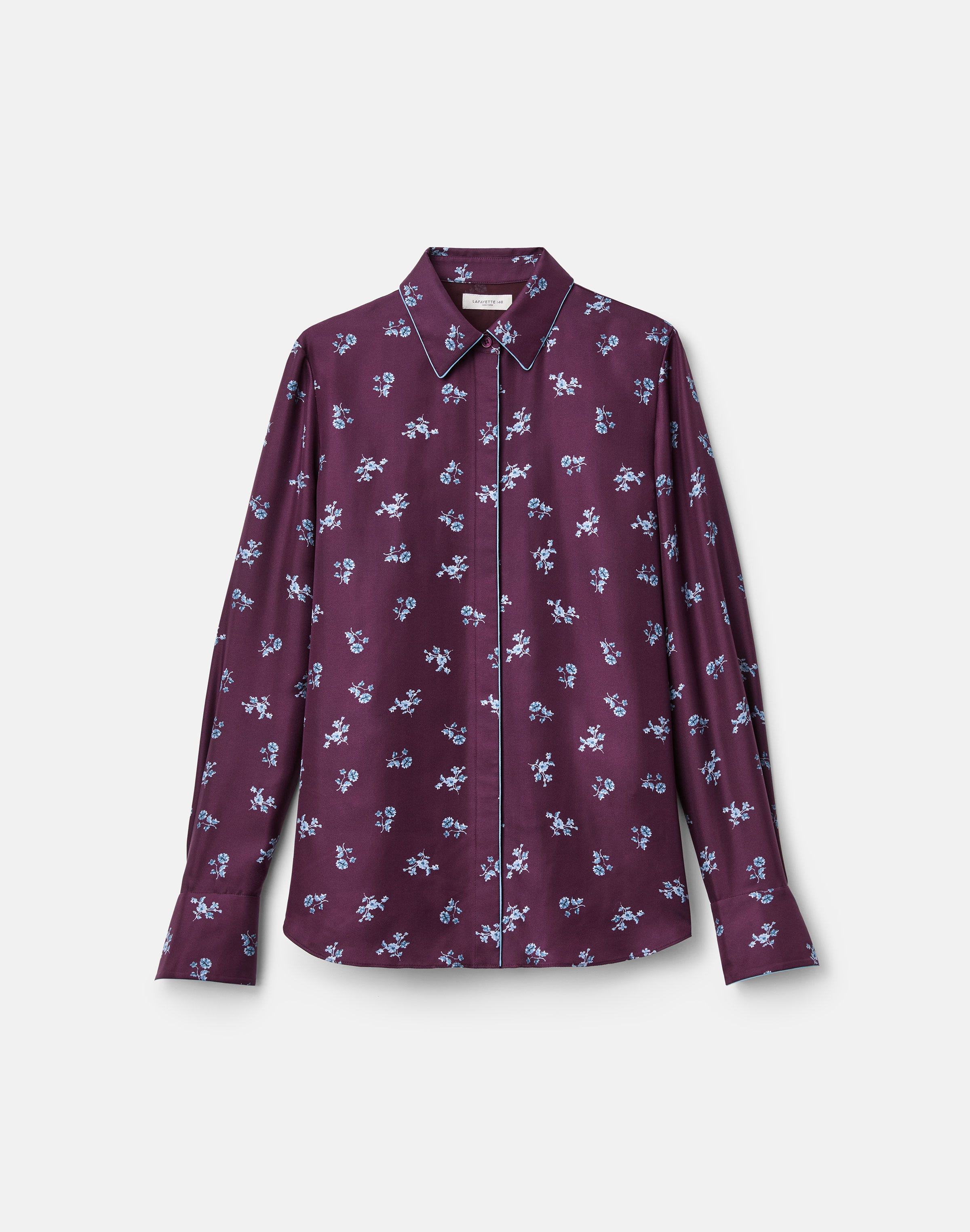 Petite Ditsy Floral Print Silk Twill Button Blouse