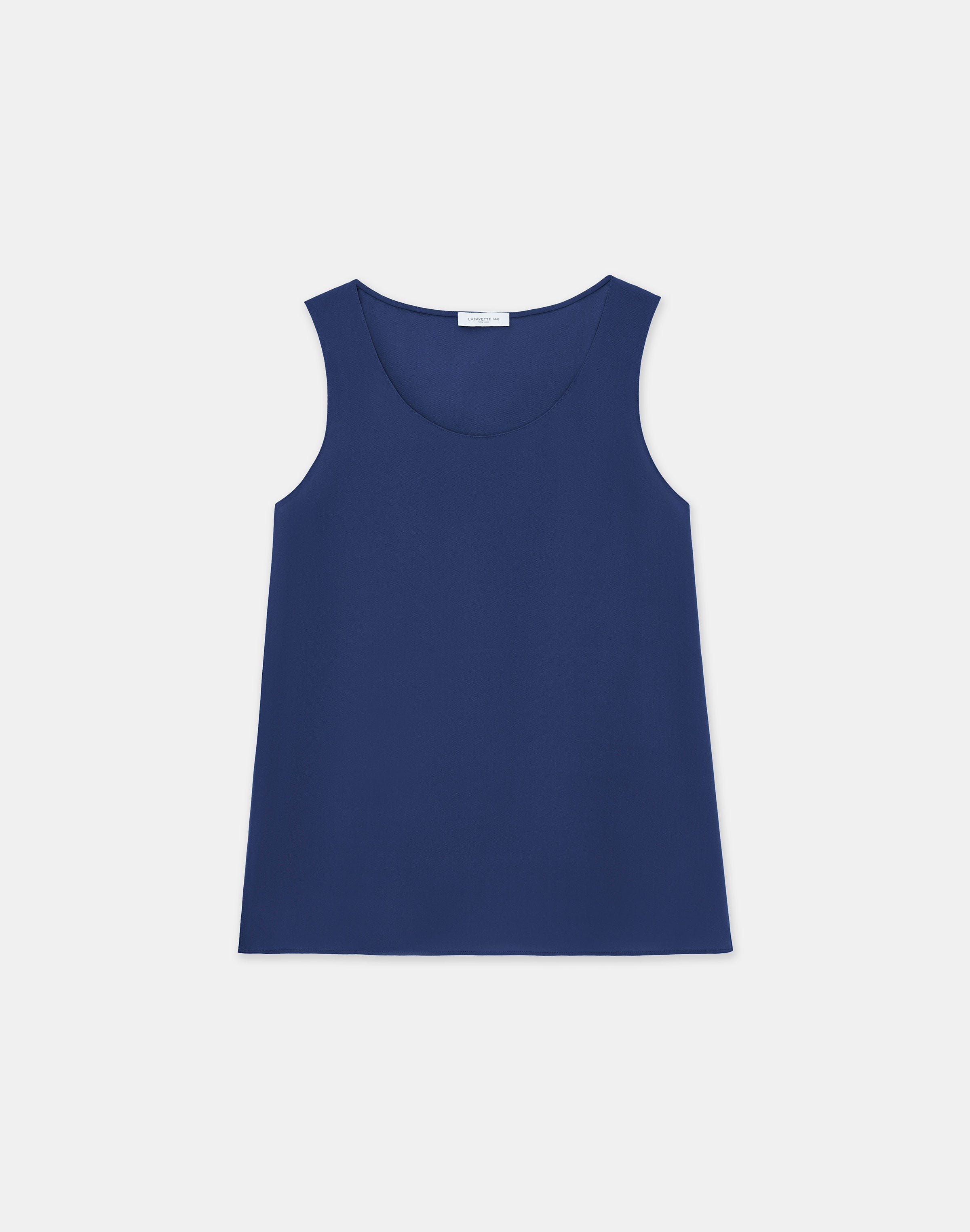 Lafayette 148 Silk Double Georgette Sleeveless Blouse In Midnight Blue