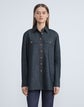 Plus-Size Organic Cotton Chambray Shirt Jacket