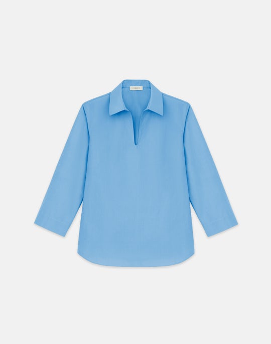 Plus-Size Organic Cotton Poplin Popover Shirt