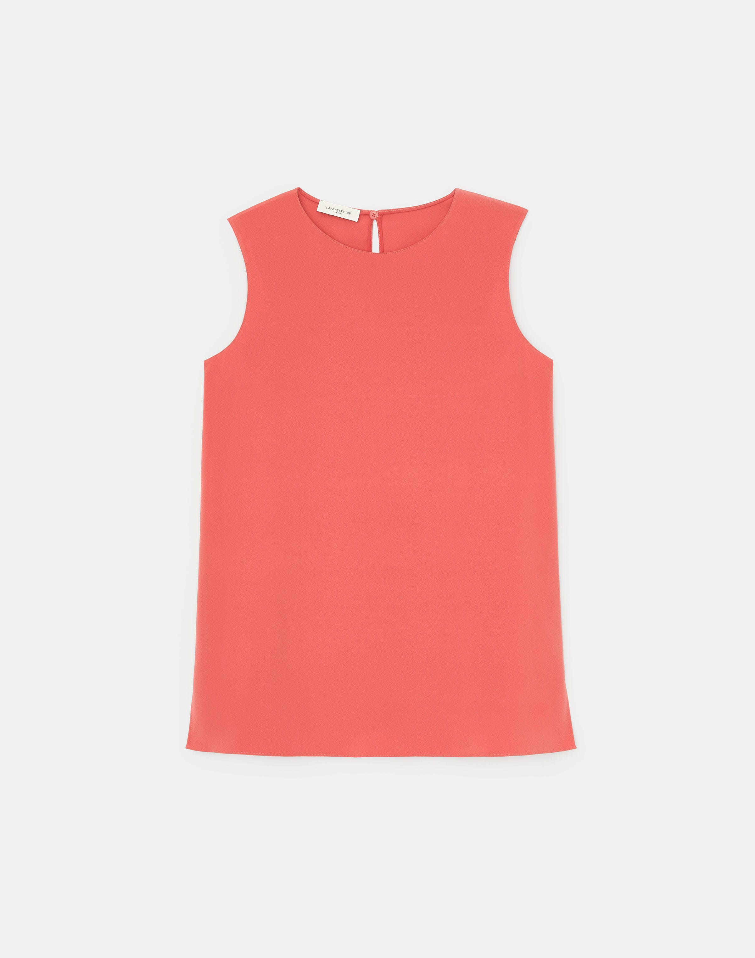 Lafayette 148 Silk Crepe De Chine Sleeveless Blouse In Vibrant Coral