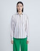 Plus-Size Wide Stripe Cotton Poplin Shirt