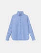 Plus-Size Stripe Cotton High Collar Shirt