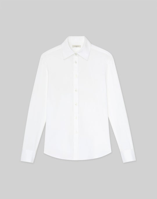 Petite Stretch Cotton Button Front Shirt