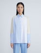 Naval Stripe Organic Cotton Poplin Color-Block Oversized Shirt