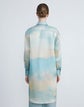 Plus-Size Sky Scene Print Silk Organza Oversized Tunic Blouse