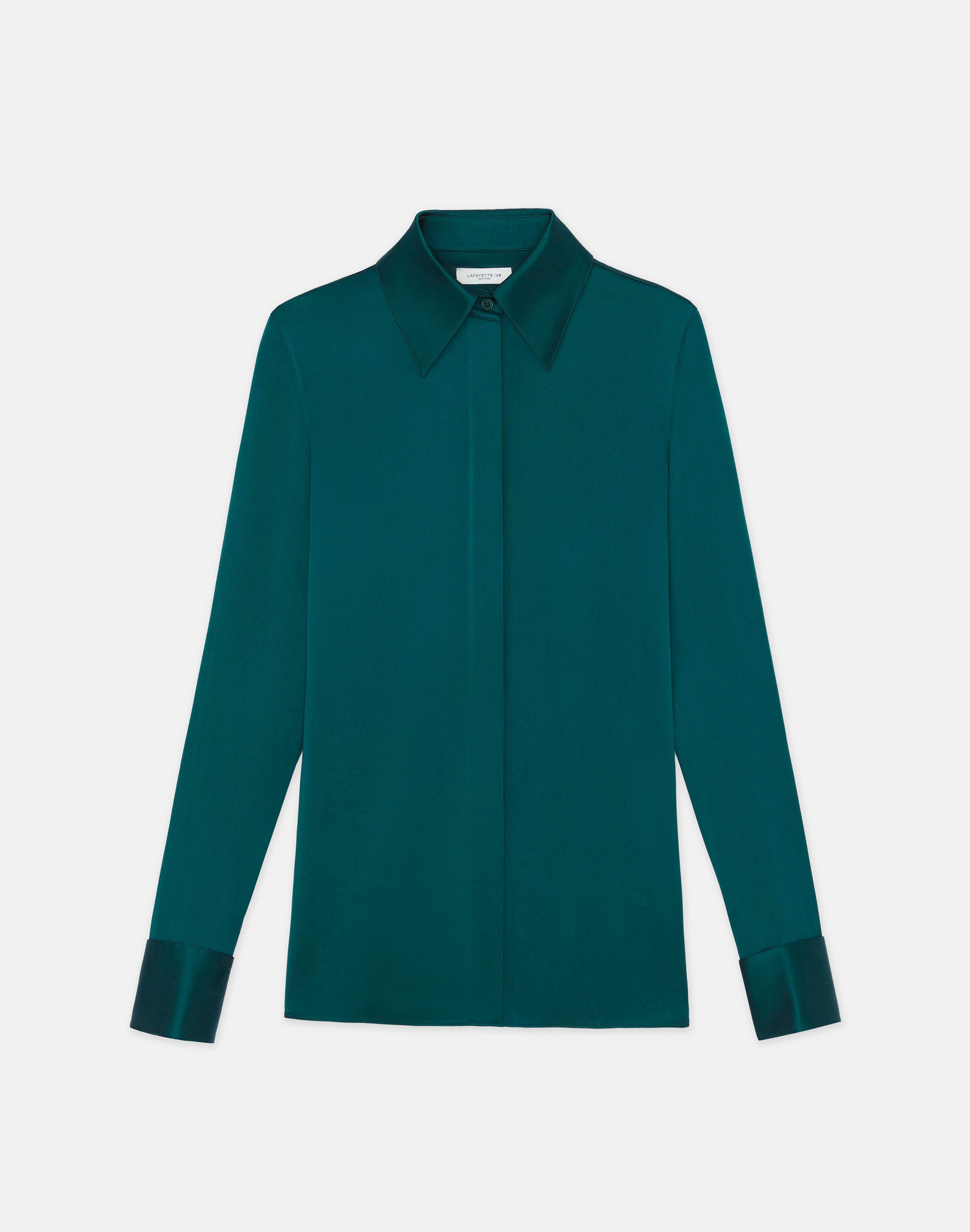 LAFAYETTE 148 PLUS-SIZE SILK CHARMEUSE BLOUSE
