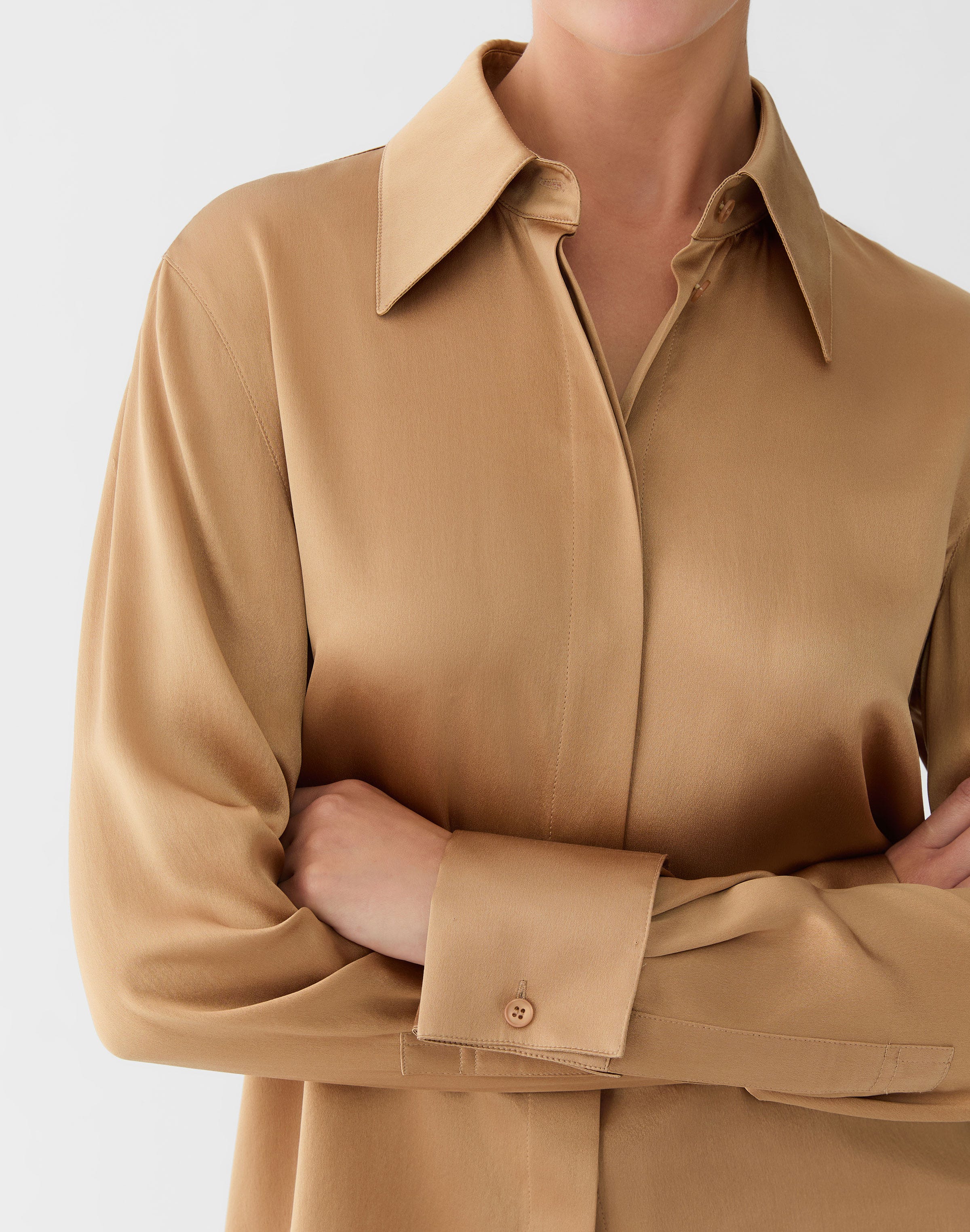 Silk Charmeuse French Cuff Blouse