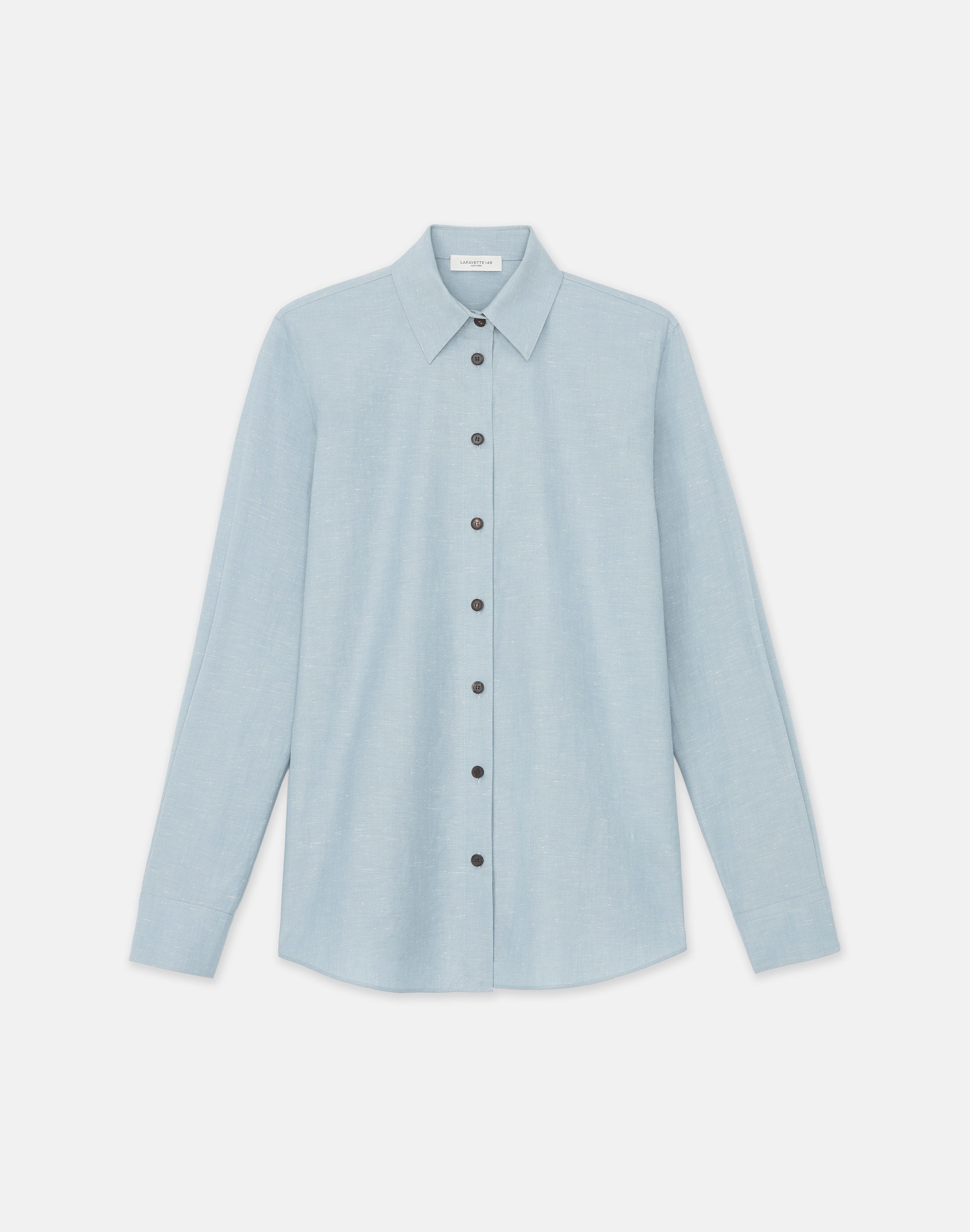 LAFAYETTE 148 LAFAYETTE 148 NY PETITE SLUBBED COTTON BUTTON DOWN SHIRT