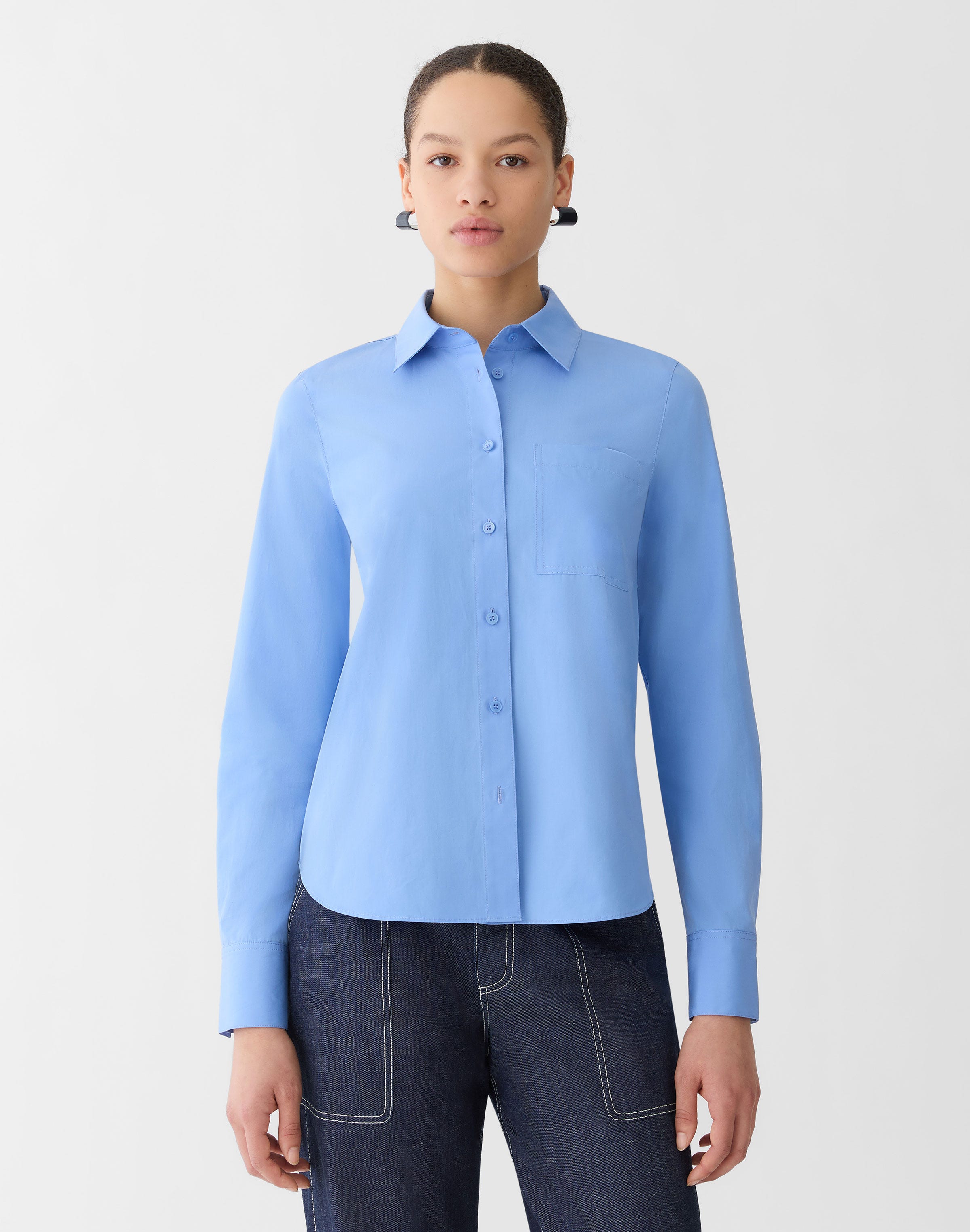 Organic Cotton Poplin Button Front Shirt