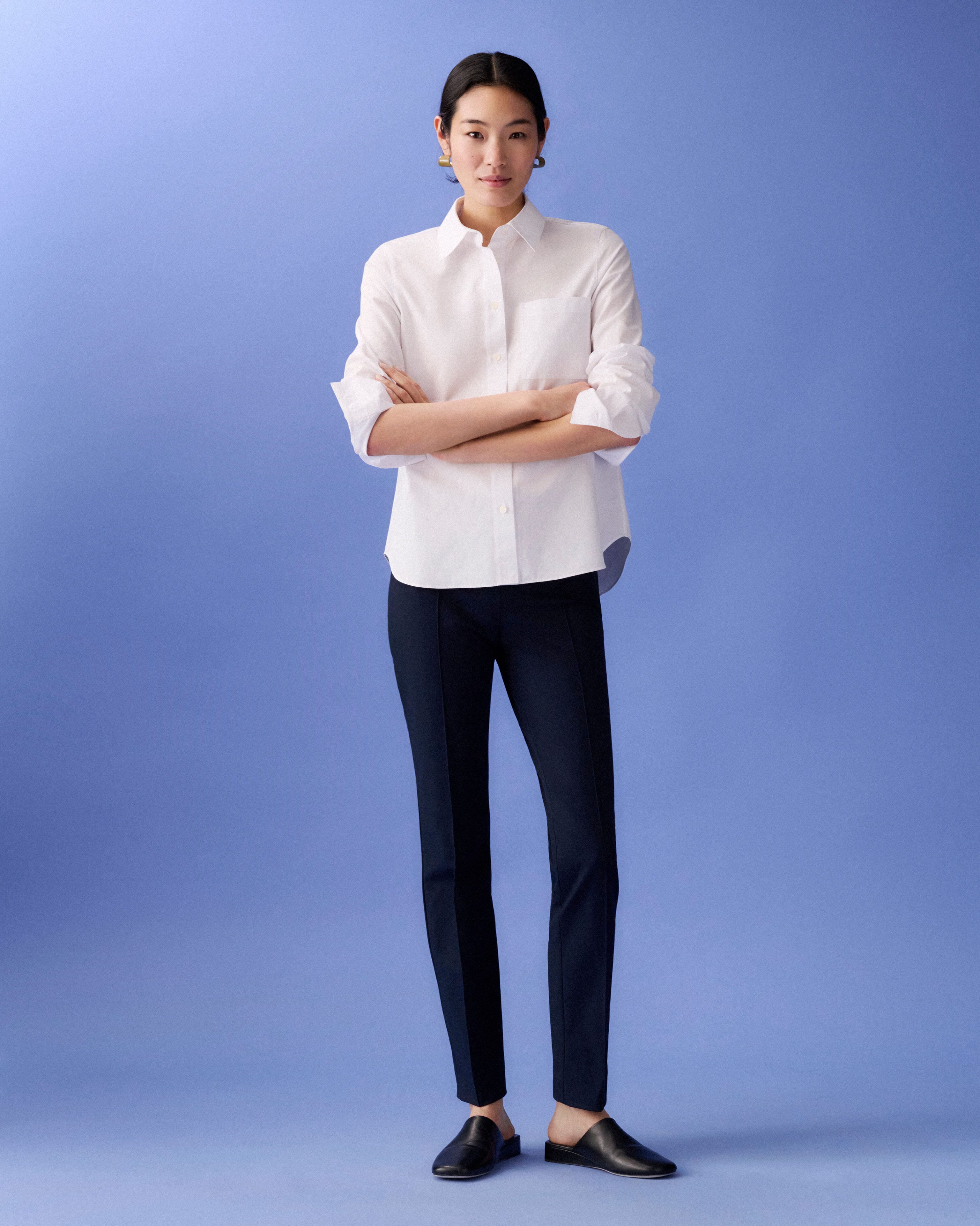 Organic Cotton Poplin Button Front Shirt