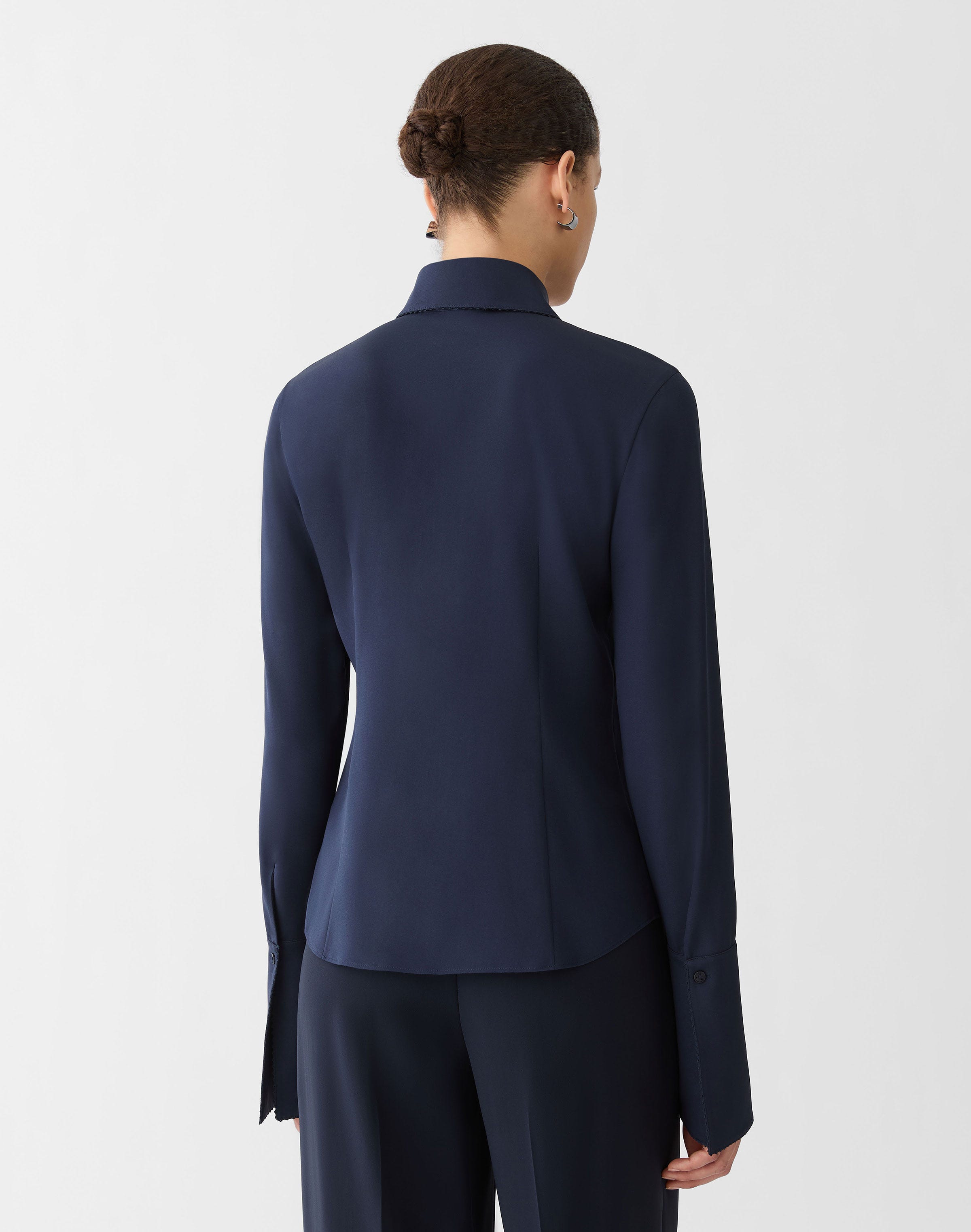 Organic Silk Stretch Georgette French Cuff Blouse