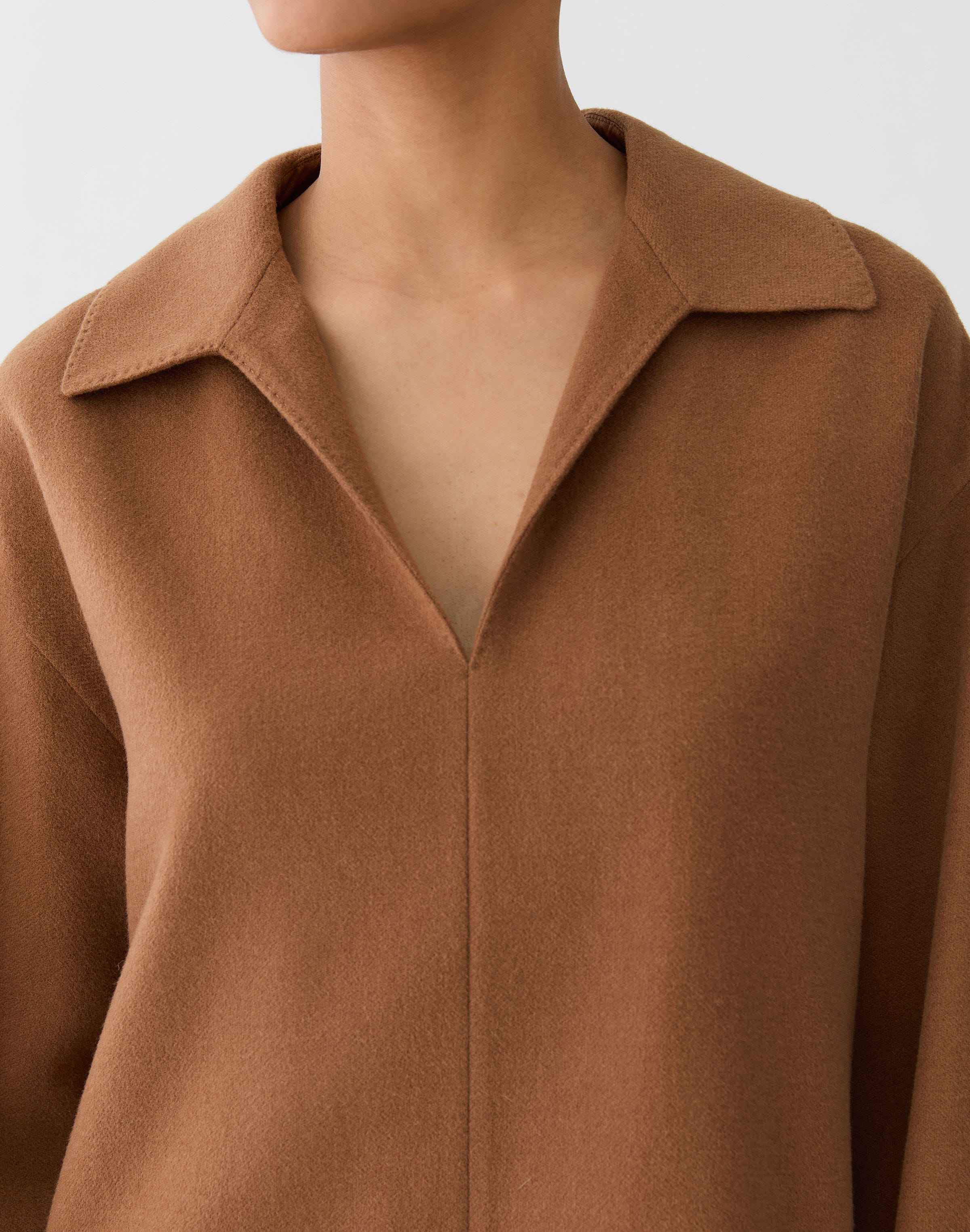 Plus-Size Camel Hair Popover Blouse