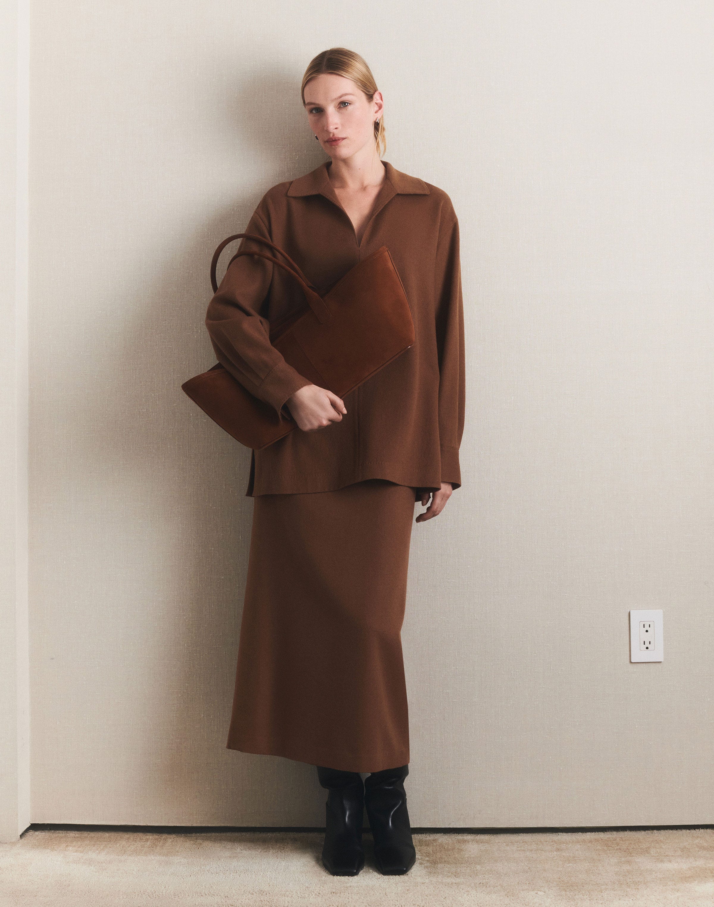 Plus-Size Camel Hair Popover Blouse