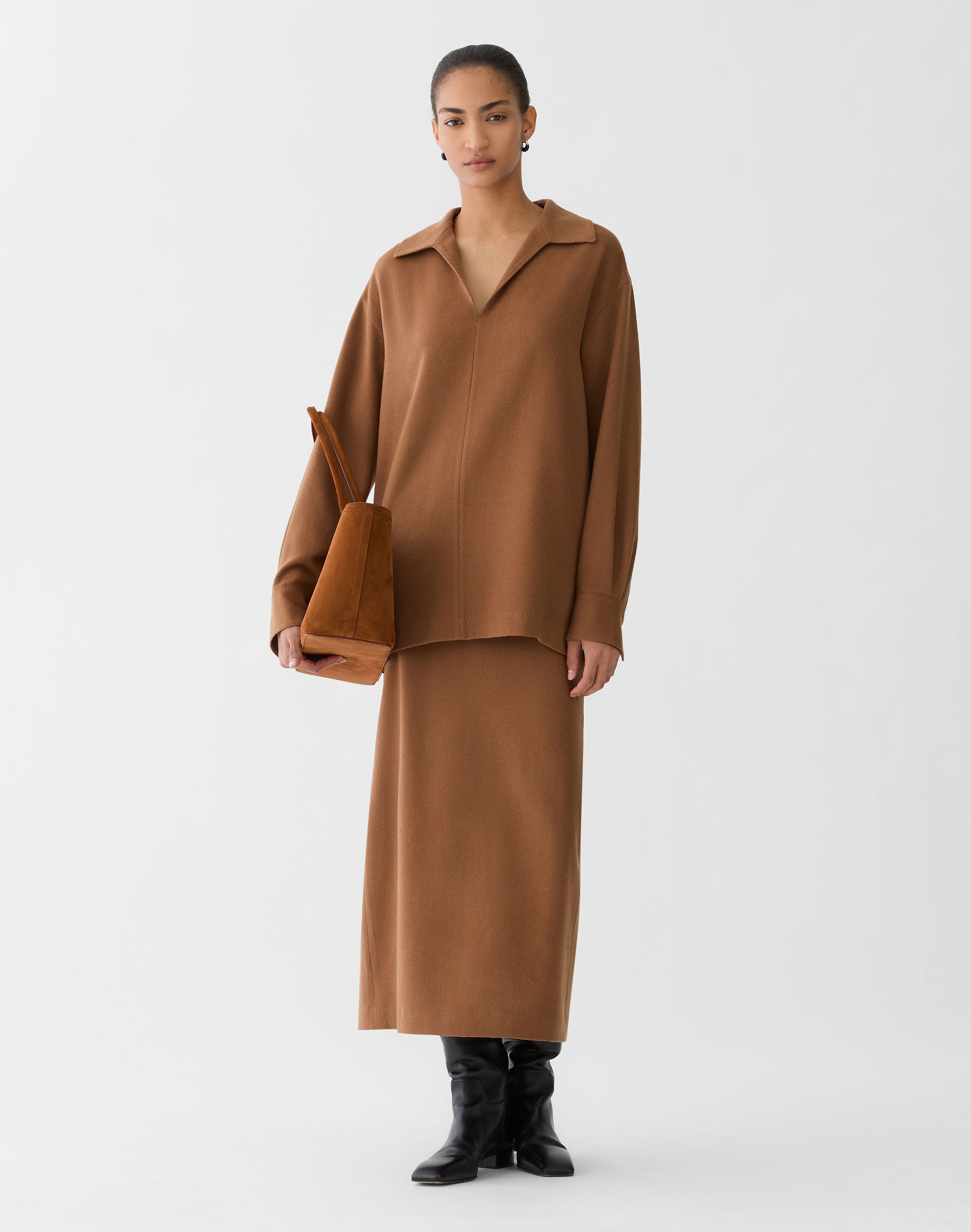 Plus-Size Camel Hair Popover Blouse