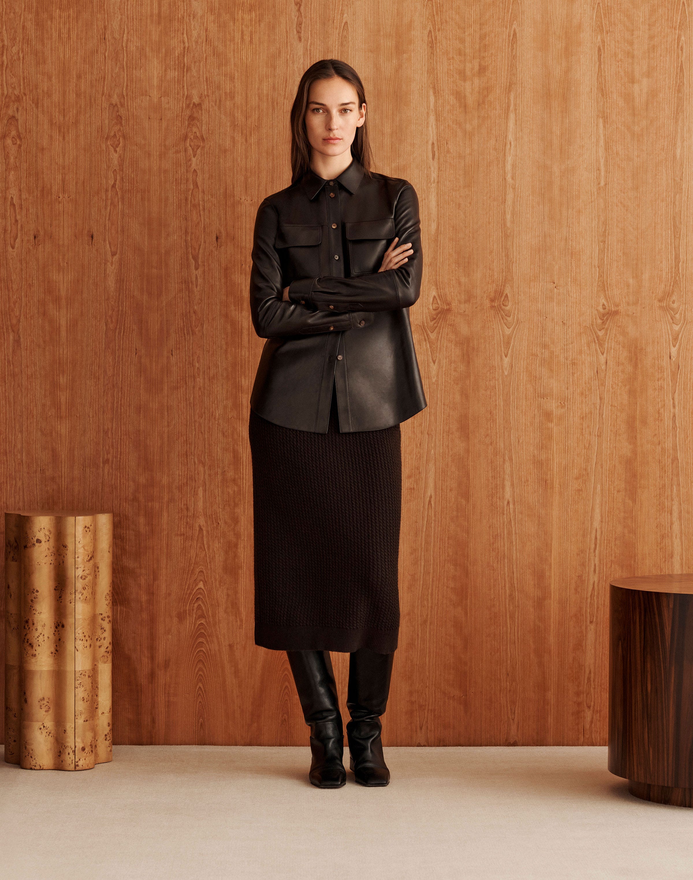 Nappa Leather Flap Pocket Shirt