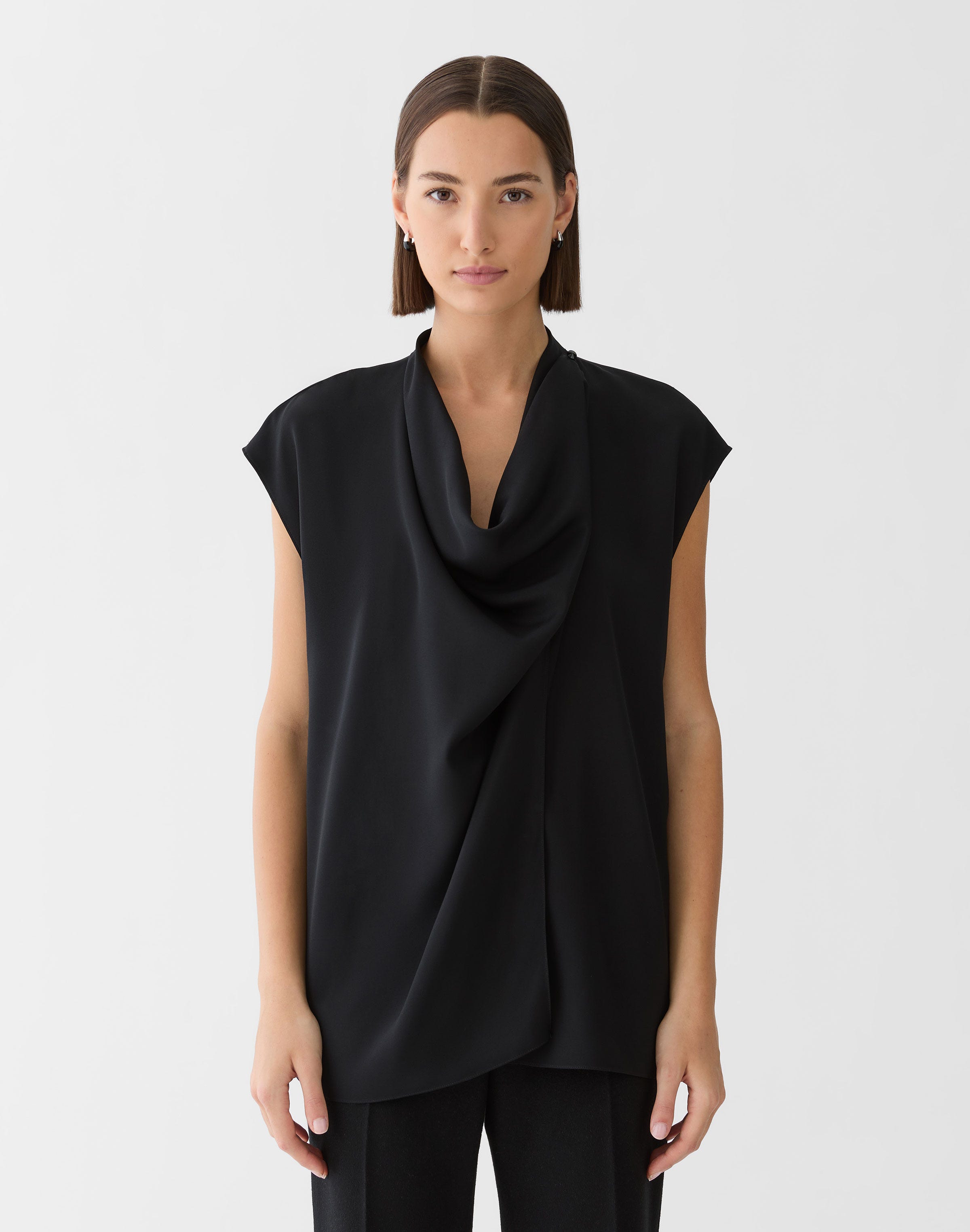 Organic Silk Stretch Georgette Convertible Draped Blouse