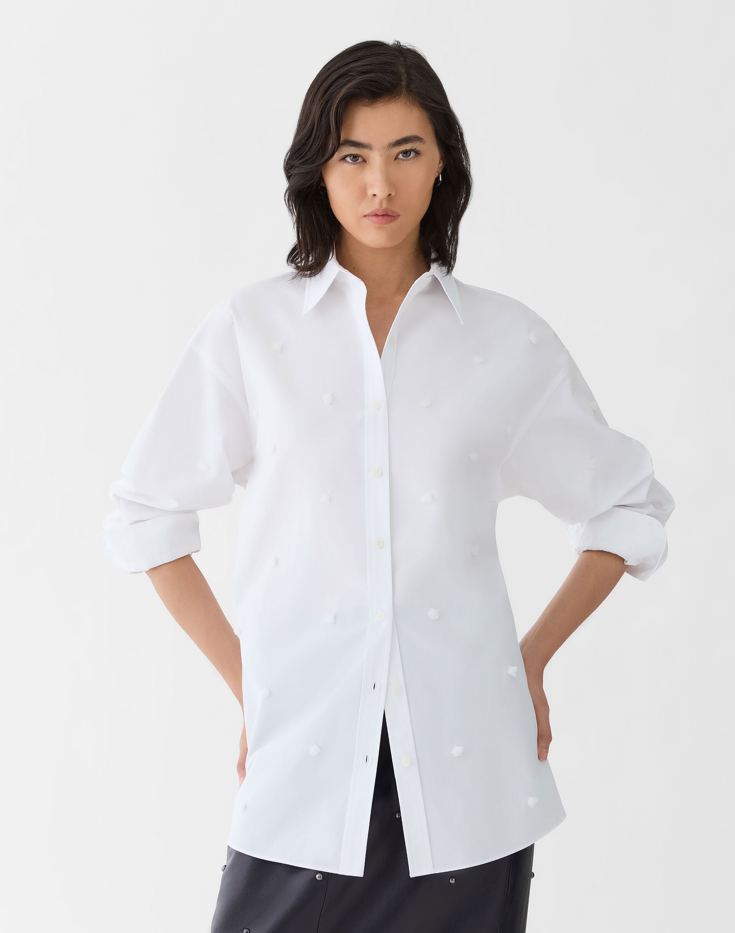Organic Cotton Poplin Hand Embroidered Oversized Shirt