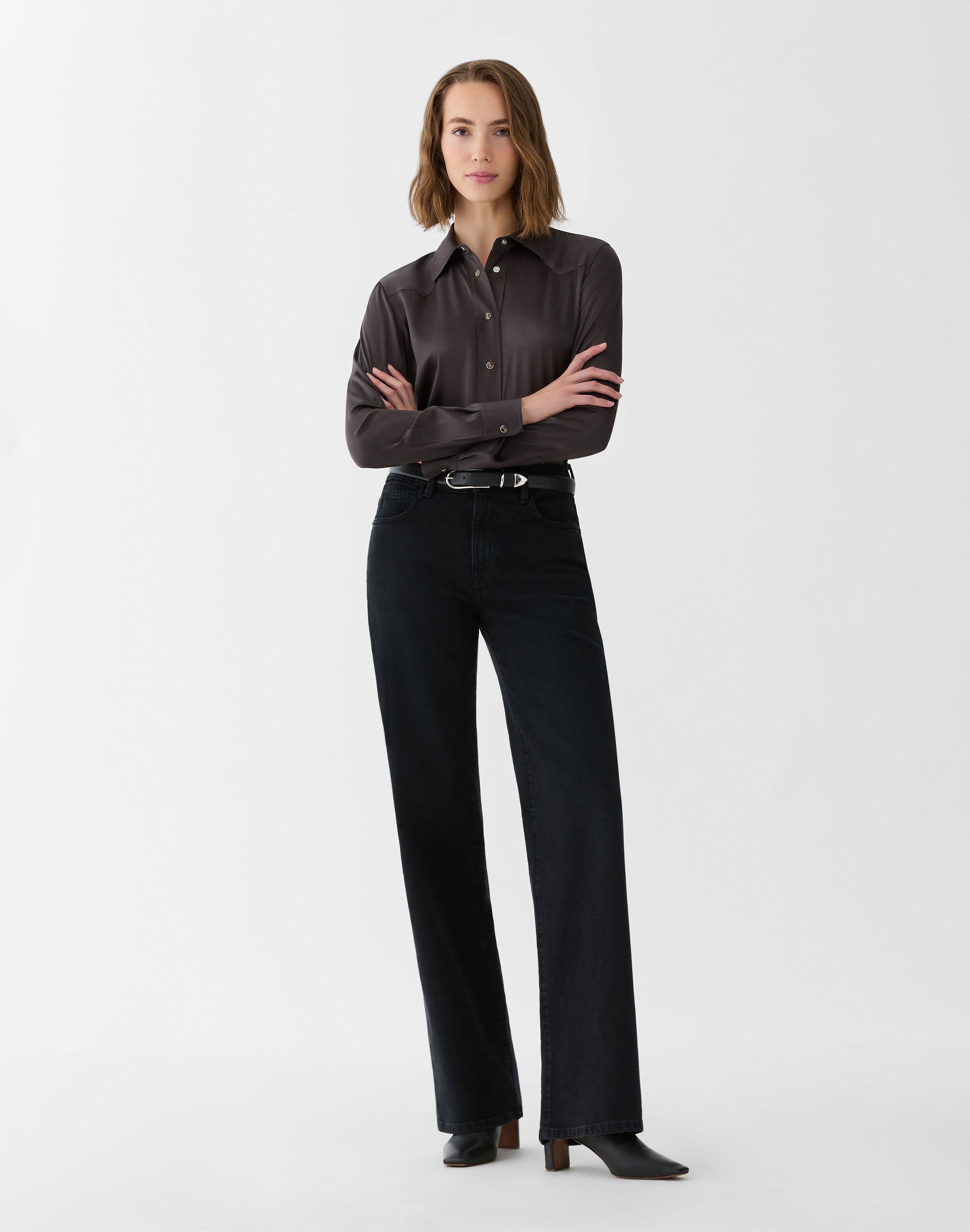 Silk Charmeuse Western Blouse