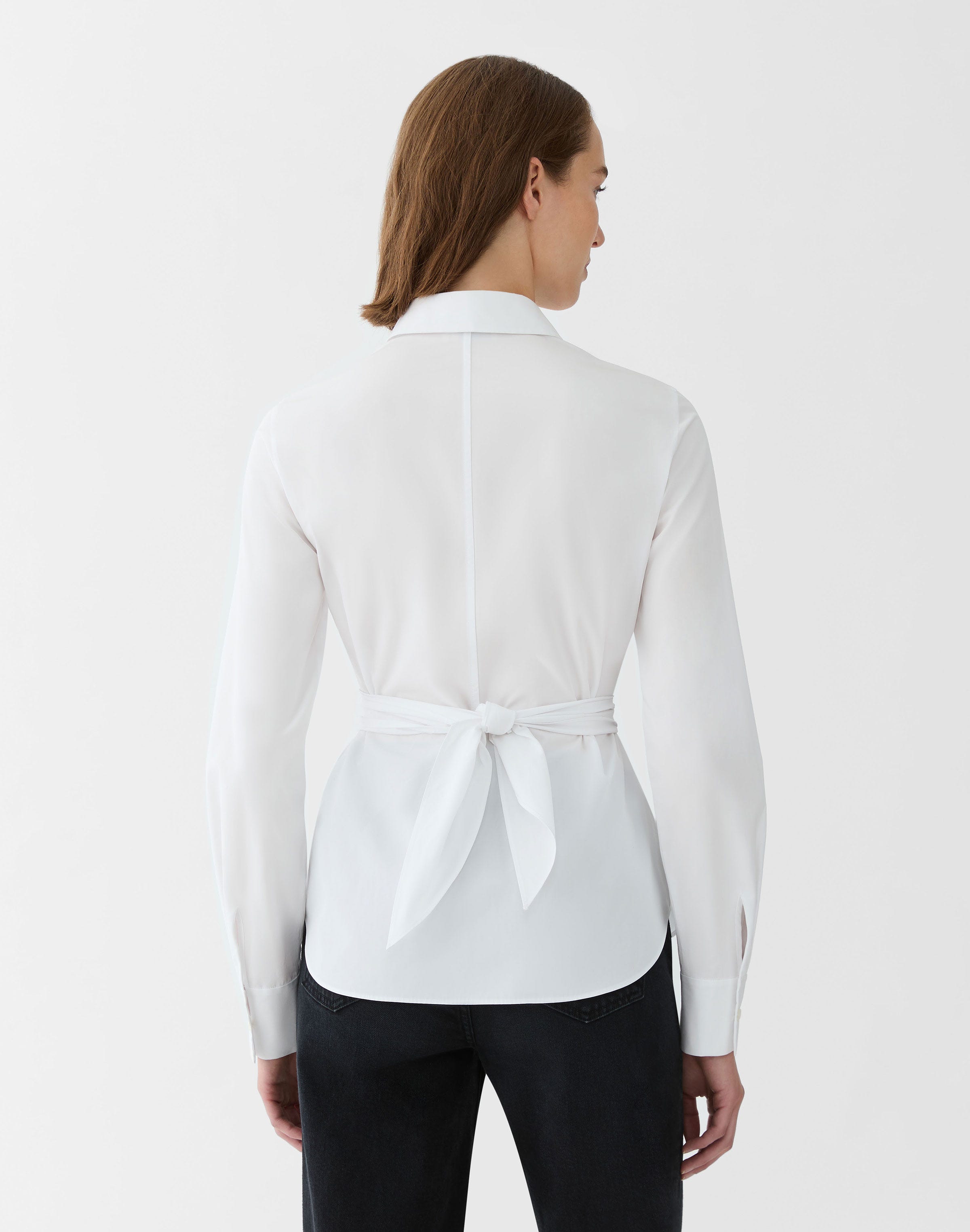 Petite Organic Cotton Poplin Long Sleeve Wrap Shirt