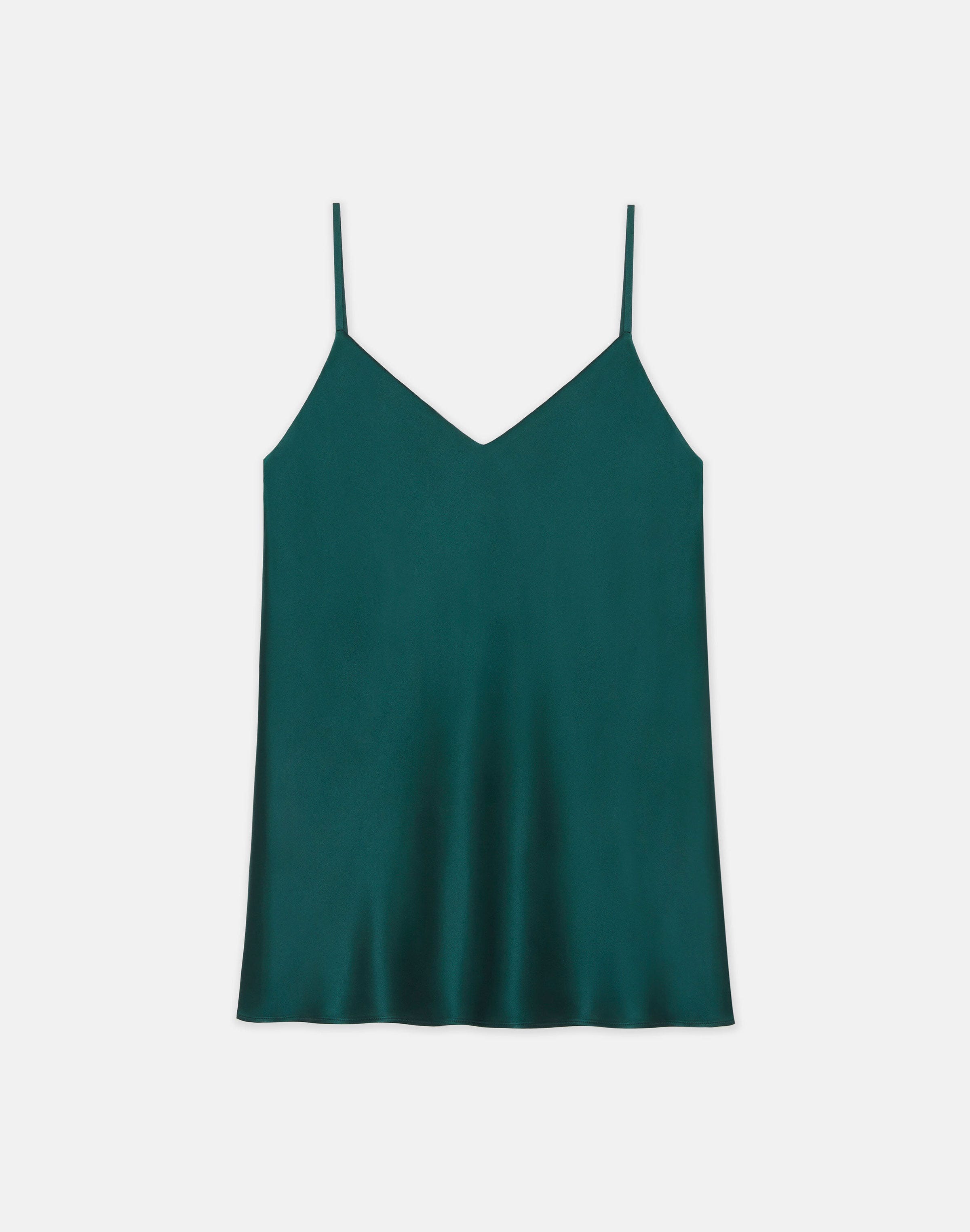 Lafayette 148 Silk Charmeuse Bias Tank In Deep Ivy