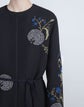 Plus-Size Wool-Silk Crepe Hand-Embroidered Coat