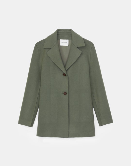 Boiled Wool Jersey A-Line Car Coat