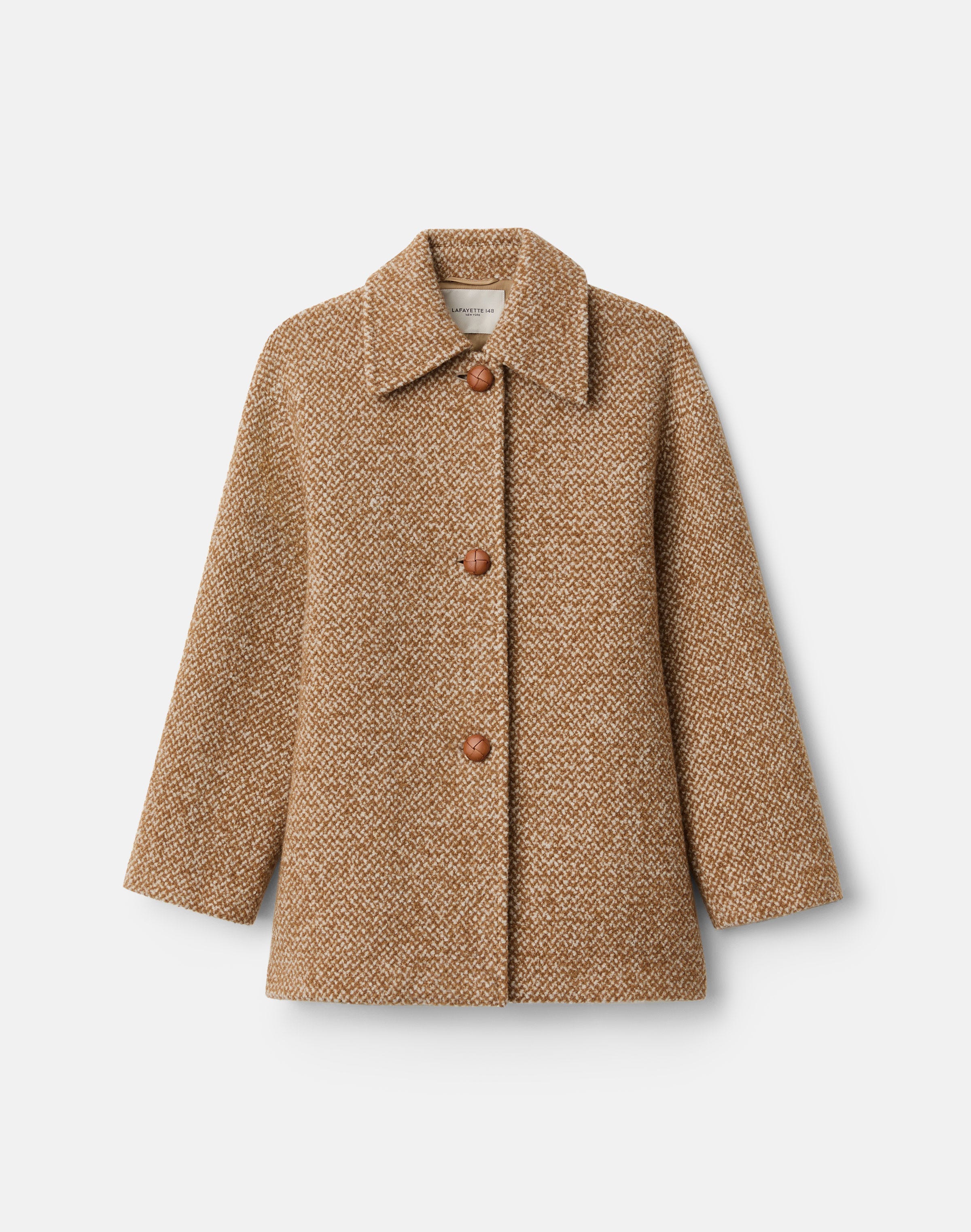 Wool-Cashmere Bouclé Herringbone Swing Coat