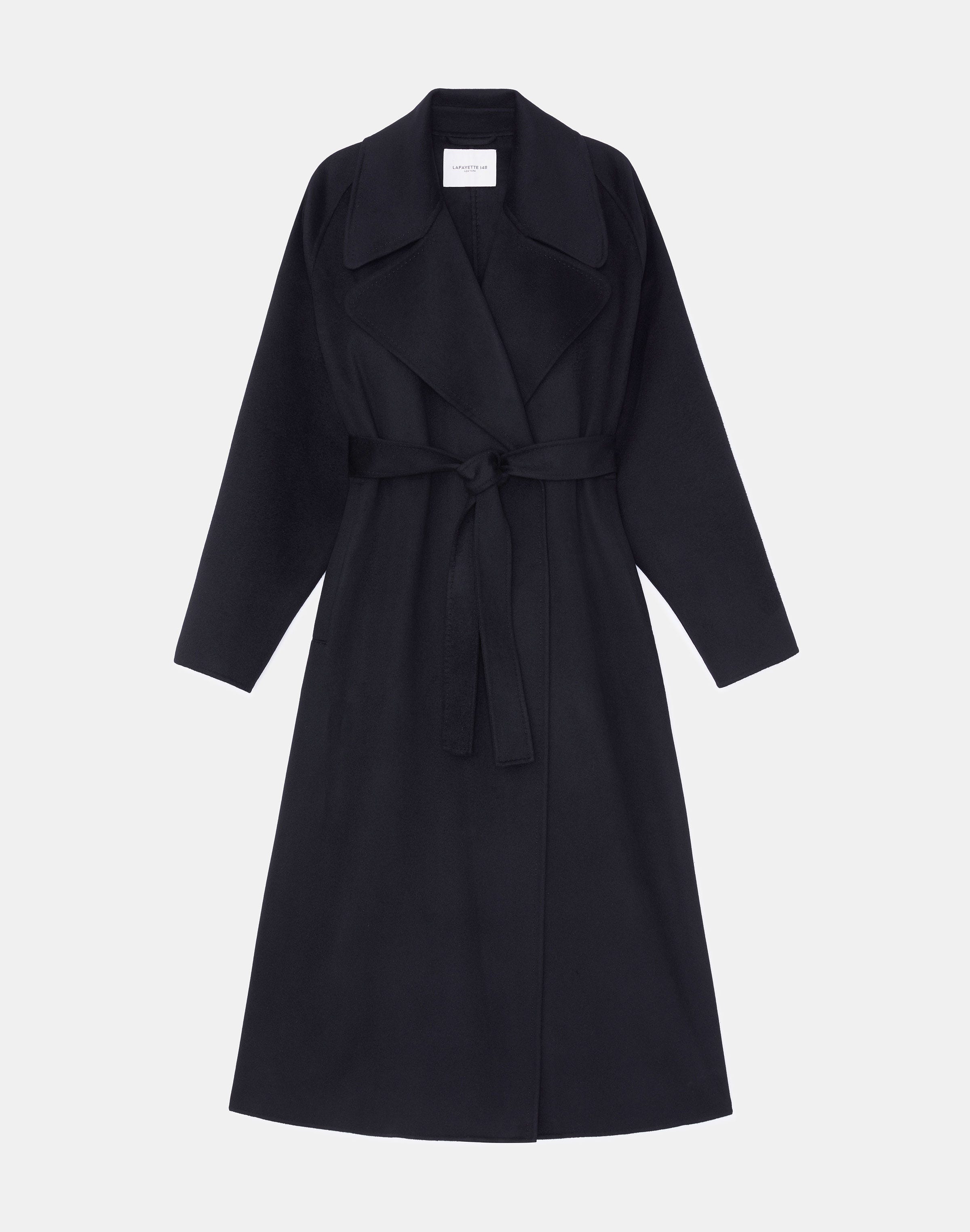 Lafayette 148 Double Face Cashmere Oversized Trench Coat In Black