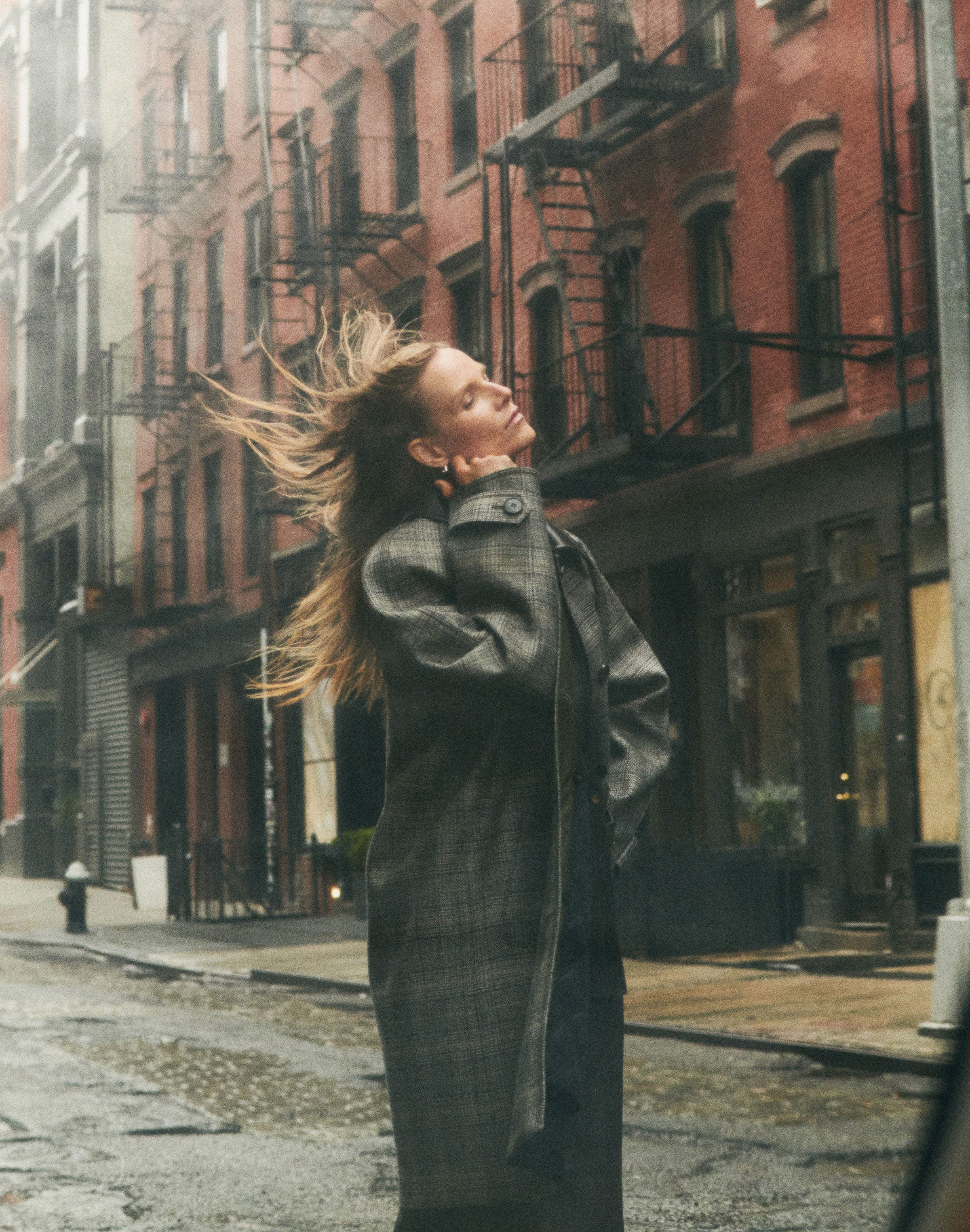 Wool Glen Paid Trench Coat