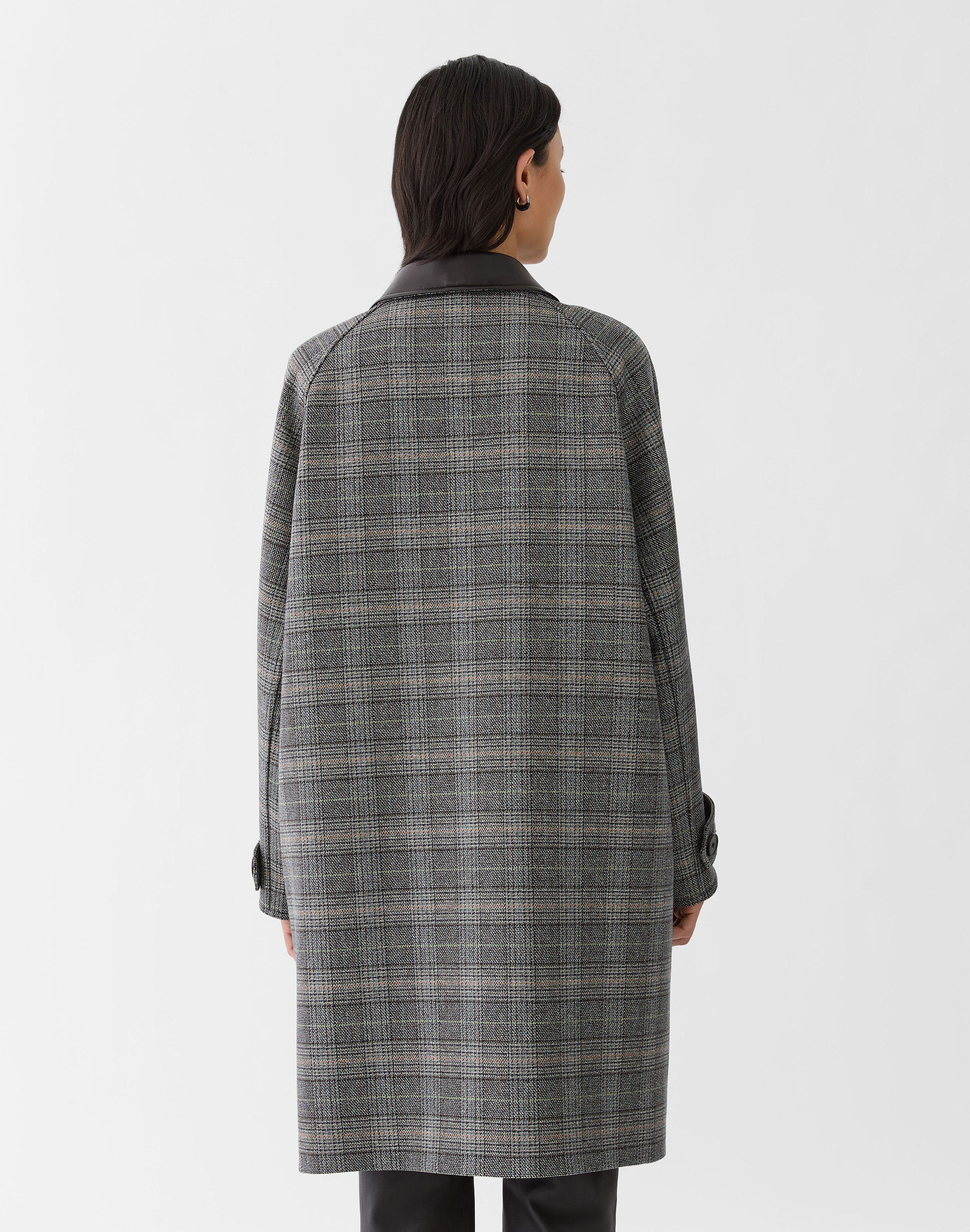 Wool-Cashmere Glen Plaid Quilted Trench Coat