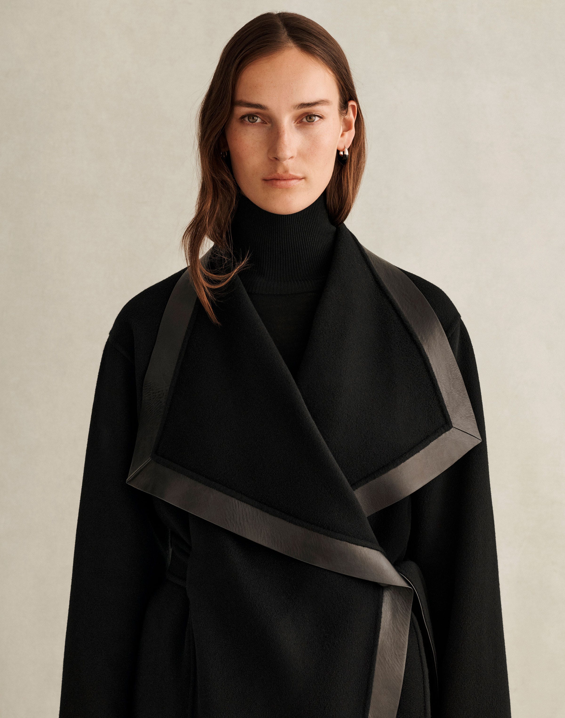Cashmere Coat and Viscose-Cashmere Jersey Turtleneck
