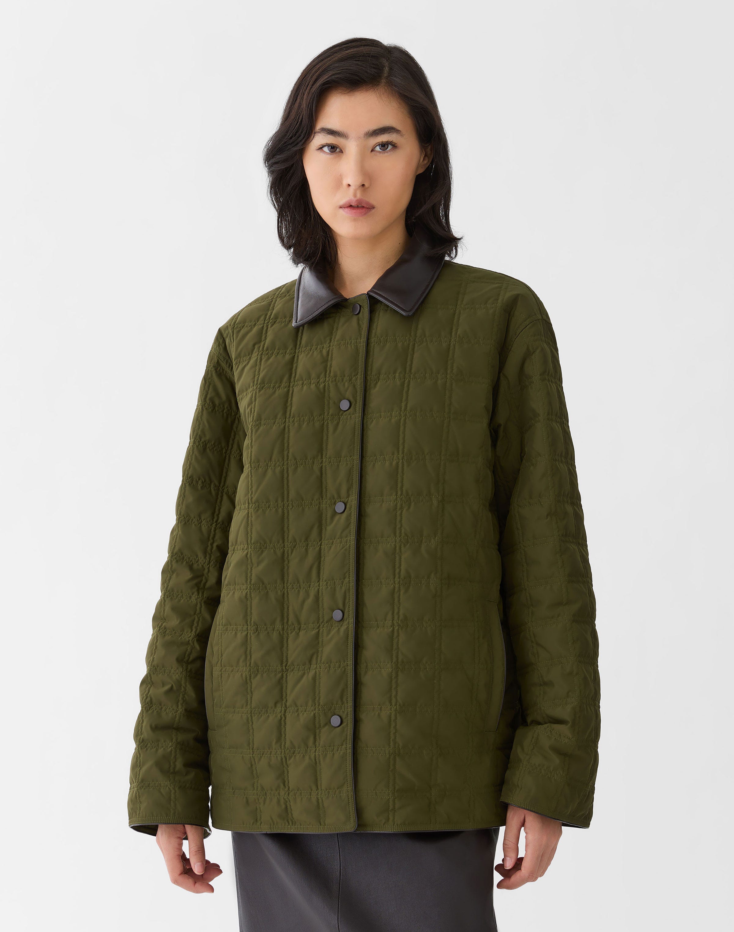 Micro Tech Twill Quilted Down Reversible Coat