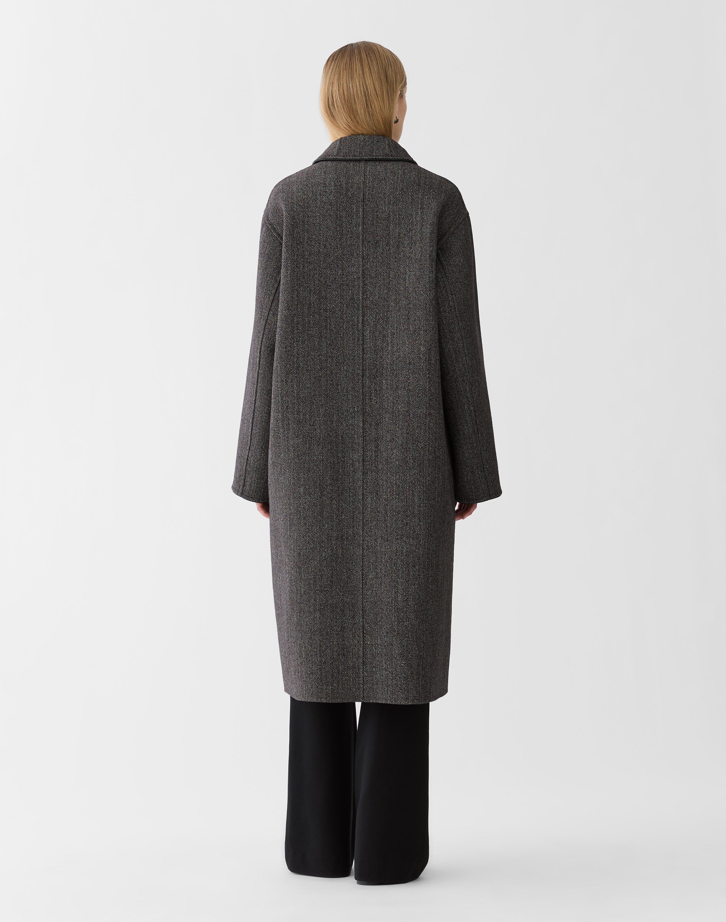 Wool-Cashmere Herringbone Double Face Reversible Overcoat