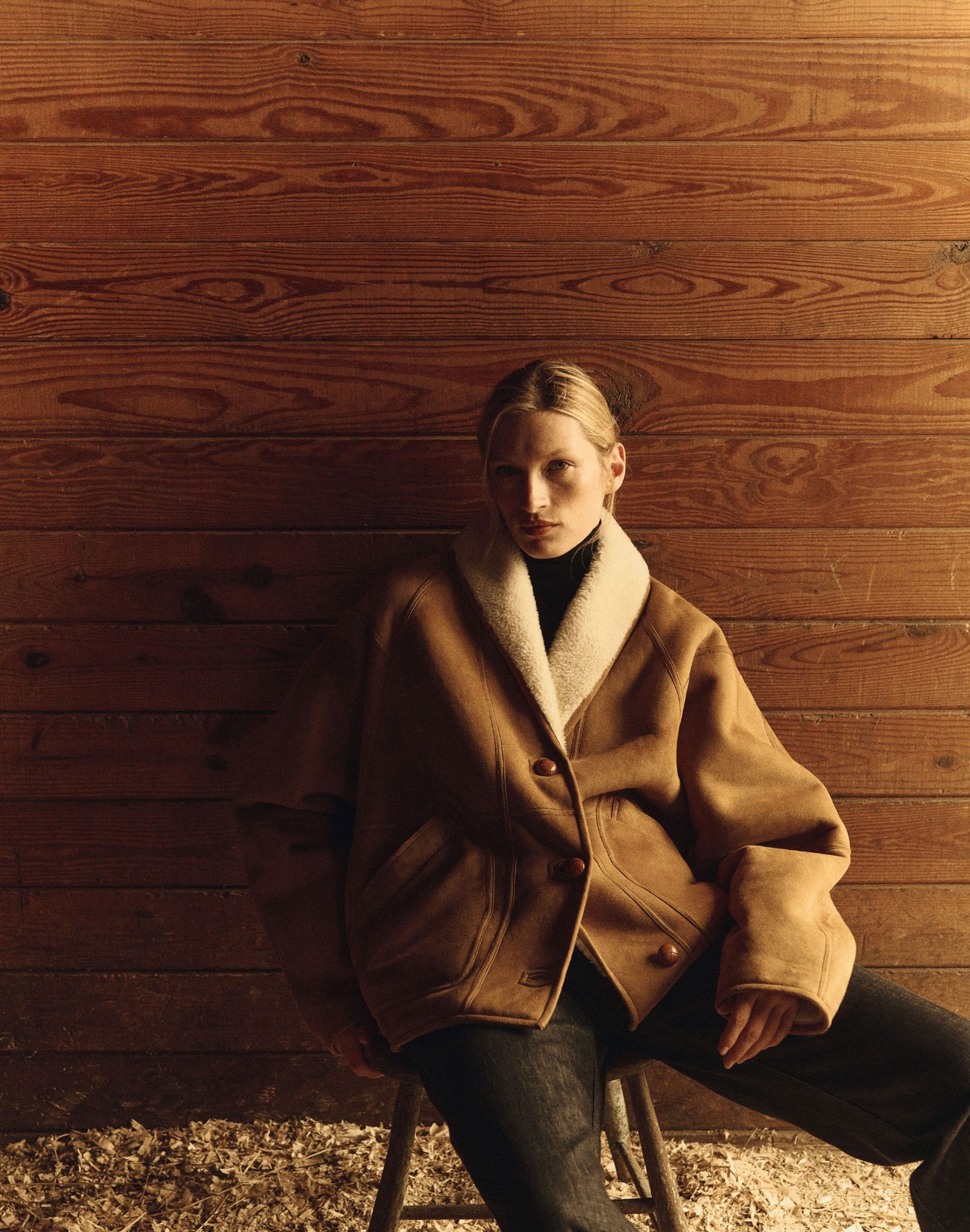 Shearling Reversible Coat and Chambray Highline Pant