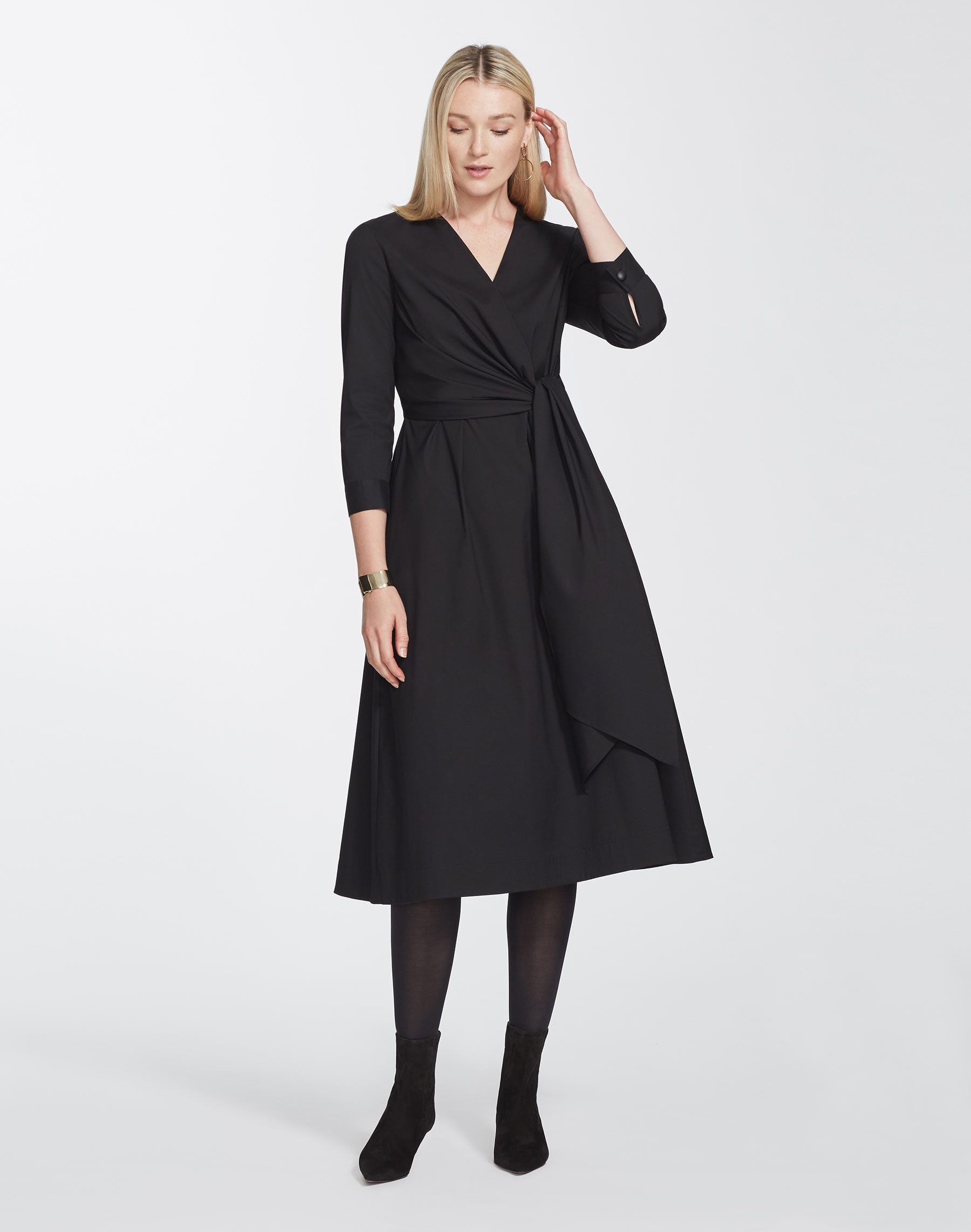 Lafayette 148 Plus-size Classic Stretch Cotton Olivia Dress In Black
