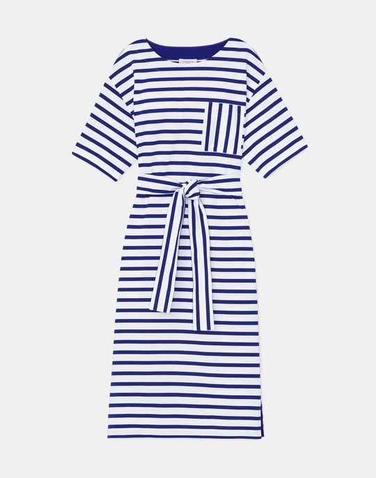 Plus-Size Classic Stripe Cotton Midi Dress