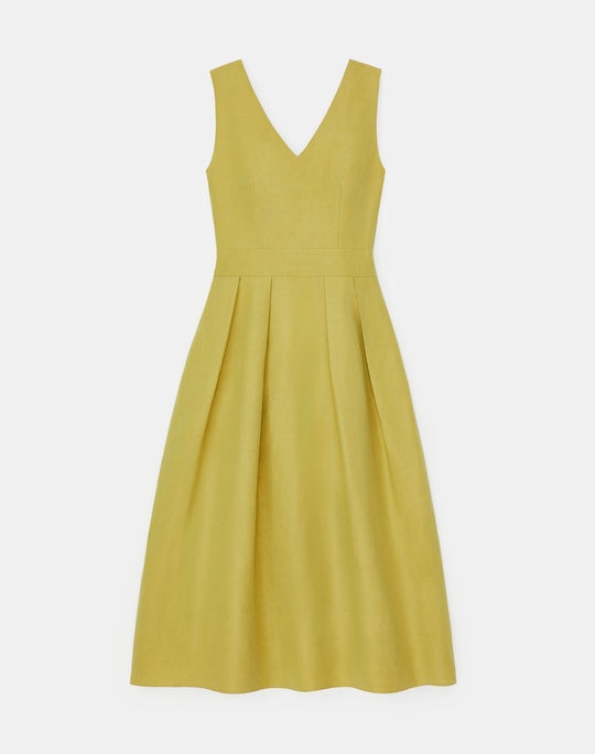 Petite Silk-Linen Sleeveless Midi Dress