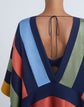 Stripe Silk Jacquard Color-Block Oversized Kaftan
