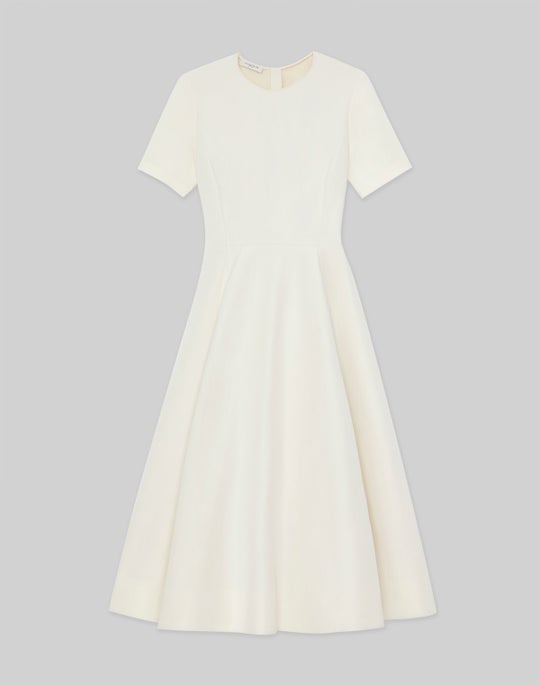 Silk-Linen Short Sleeve Fit & Flare Dress